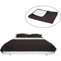 vidaXL Couvre-lit double face matelassé 230 x 260 cm crème et marron