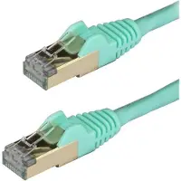 StarTech.com .com Câble Ethernet Cat6a - blindé (STP) - 0,5m - turquoise, 0,5 m, Cat