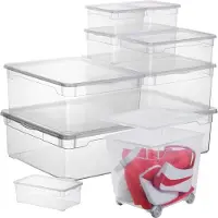 Rotho Boîte de rangement plastique Clear box 31l haute pour pulls