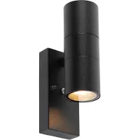 QAZQA Applique murale extérieure noire 2 lumières IP44 avec capteur crépusculaire - Duo