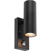 QAZQA Applique murale extérieure noire 2 lumières avec détecteur de mouvement IP44 - Duo
