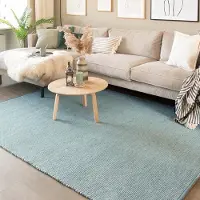 NATURL. Tapis en laine - Wise Bleu No. 364 | 160x230 cm | Rectangulaire | Tissage plat
