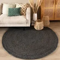 NATURL. Tapis en laine rond | Wise Anthracite No. 614 | Ø 100cm | Anthracite | Naturel | Rond