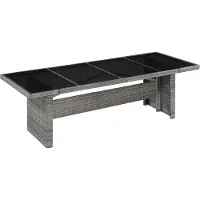 vidaXL Table de jardin 240x90x74 cm Poly rotin et verre