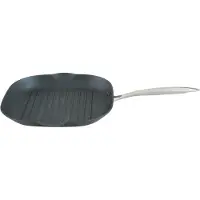 Point-Virgule Virgule Pan--moi gietijzeren grillpan met ecalibur coating 28x28cm, Poêle + casserole, Noir