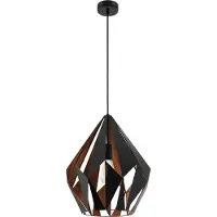 Eglo Luminaire suspendu Carlton 1 rond, Ø x H : 385 mm x 110 cm, noir/cuivre