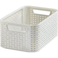 Curver Malle de rangement 6L aspect rotin ivoire