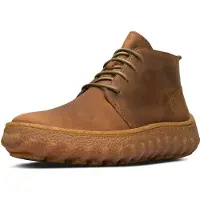 Camper pour homme. K300330-002 Bottines en cuir marron Ground (40), Plat, 1 à 3 cm, Lacets, Casuel
