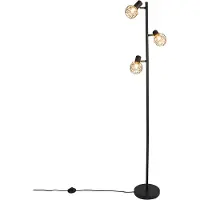 QAZQA Lampadaire design noir avec or 3 lumières orientable - Mesh