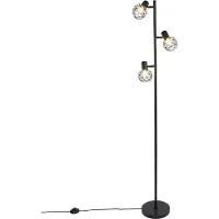 QAZQA Lampadaire design noir 3 lumières orientables - Mesh
