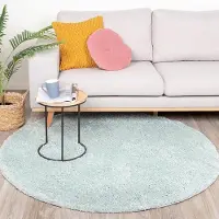 NATURL. Tapis rond à poils longs - Lofty Bleu Clair | Ø 100 cm | Rond | Pile haute