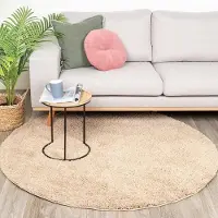 NATURL. Tapis rond à poils longs - Lofty Beige | Ø 200 cm | Rond | Pile haute