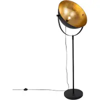 QAZQA Lampadaire industriel noir 50 cm avec or réglable - Magnax