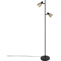 QAZQA Lampadaire design noir avec or 2 lumières - Stijn