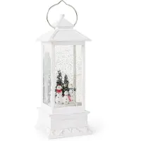 Konstsmide Lanterne d'eau LED Bonhomme de neige - 1 LED blanc chaud - 27,5cm - minuterie - pile - intérieur - vintage - blanc