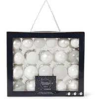 Kaemingk Set de boules de Noël 42 pcs. Blanc 5/6/7cm Brillant Mat Verre Scintillant Ornements