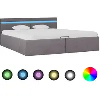 vidaXL Lit avec sommier hydraulique avec LED Taupe Tissu 160x200 cm