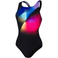Speedo Placement Digital Powerback Swimsuit Noir UK 30 Femme