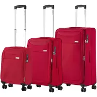 Carryon Valise de voyage Air, ensemble de 3 pièces - Valises souples avec système d'extension - Serrure TSA - Rouge