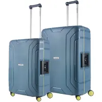 Carryon : Coffret de bagages Steward, 2 pièces - Valise grande taille (M+L) avec fermeture intégrée - Bleu