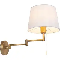 QAZQA Applique murale en bronze avec abat-jour blanc et bras réglable - Ladas Deluxe