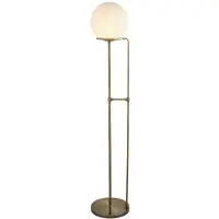 Searchlight attrayant lampadaire Sphere laiton antique verre opale blanc rond 145cm de hauteur