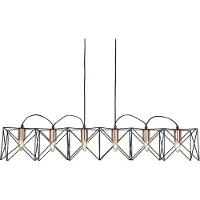 Searchlight Anthea 6-flamme cadre noir suspension avec des détails de cuivre vintage