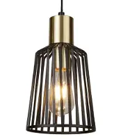 Searchlight Bird Cage Lampe à suspendre métal noir laiton 1 flamme Ø16 cm