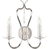 Elstead Lighting Applique murale avec bougeoir Pimlico, nickel poli, 2xE14x60W, laiton, dim. : 41x36x19 cm, IP20, Elstead