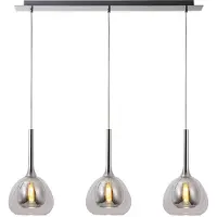 Brilliant Lampe suspendue salle à manger Hadan chrome avec verre fumé