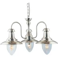 Searchlight Lampe suspendue en argent Fisherman 3 lumières