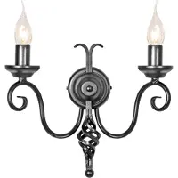 Elstead Lighting Harlech Applique murale E14 double noir, Made in UK (E14, IP20)