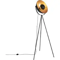 QAZQA Lampadaire noir avec or 42 cm trépied réglable - Magnax