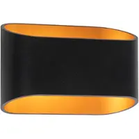 QAZQA Applique murale moderne noire avec intérieur doré ovale - Alone