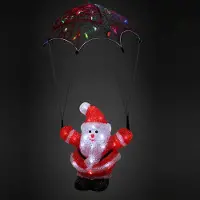 Deuba Figurine lumineuse LED Père Noël parachute acrylique