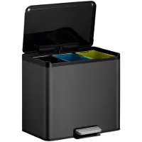 EKO - Essential 2 Recycler Treteimer 9+9+9 Litres - Acier Polypropylène - Schwarz