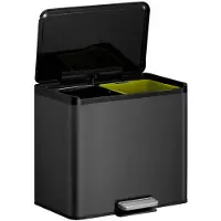 EKO - Essential 2 Recycler Treteimer 15+15 litres - Acier Polypropylène - Schwarz