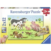 Ravensburger 2 x 12 pièces Kinder Puzzle Familles d'animaux heureux 07590