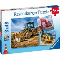 Ravensburger - Puzzle sur les machines de construction au travail, 3x49pcs.