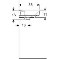 Geberit Keramag / Lave-mains Smyle Square asymétrique 45 cm blanc avec revêtement 500222018 (360 mm, 450 mm)