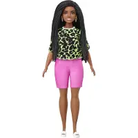 Barbie Fashionistas Poupée (brune) avec haut vert, poupée à habiller, poupée de mode