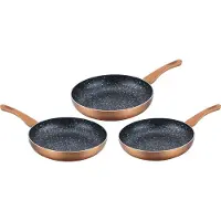 Cenocco Lot de 3 Poêles en pierre 20 24 28cm Induction cuivre CC2001-COP