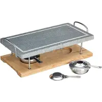 Artesà Gril à pierres chaudes , grill de table gourmet, idéal pour les steaks, les fruits de mer et les légumes, dimensions : 41,5 x 22 x 15 cm - Marbre/Bois