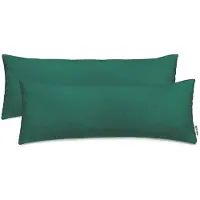 DecoKing Lot de 2 taies d'oreiller 40 x 120 cm en Jersey 100% Coton peigné avec Fermeture éclair - Vert Bouteille - Ambre