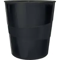 Leitz corbeille à papier wow, en plastique, 15 litres, noir noir