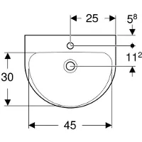 Geberit Renova lave-mains, 1 trou de robinetterie, sans trop-plein, largeur : 50cm (400 mm, 500 mm)