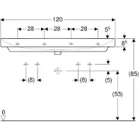 Geberit Keramag / lavabo Smyle Square 120 cm blanc avec 2 robinets avec revêtement 500253018 (480 mm, 1200 mm)