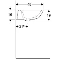 Geberit lavabo Renova avec HL au centre, avec cuvette 600x480mm blanc