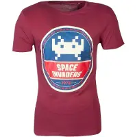 Space Invaders Hommes, T-shirt, T-shirt pour homme Round Invader, Rouge, (XL)