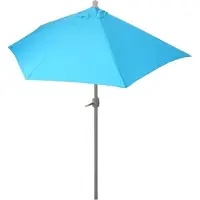 Mendler Parasol Parla En Alu, Hémicycle, Parasol De Balcon Uv 50+ 270cm Turquoise Sans Pied
